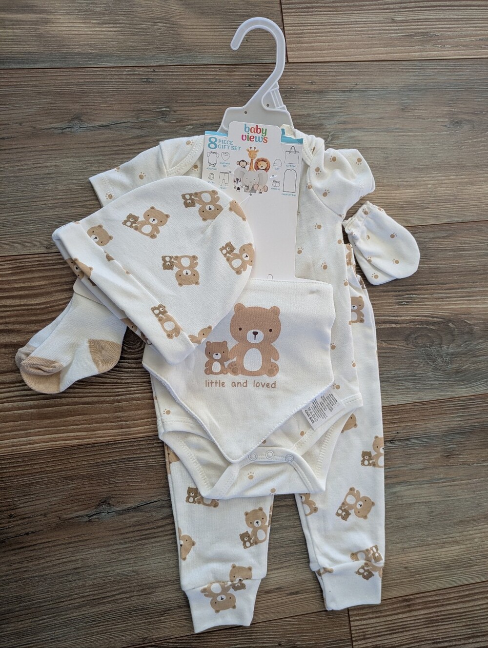 Baby Views White & Brown Bear Little & Loved 6 Piece Gift Set 3-6 Months